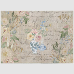 Chinoiserie Floral Blue White Vase Cottage Tissuepapier