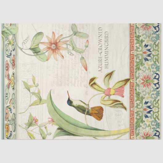 Chinoiserie Floral Hummingbird  ontkoppeling Tissuepapier (Voorkant)
