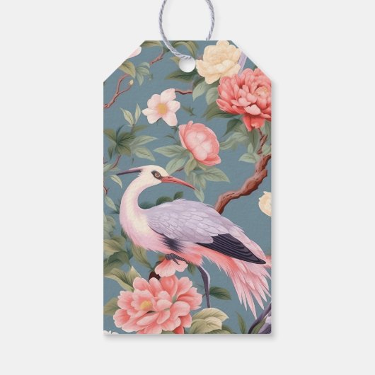 Chinoiserie Floral Jade Egret Cadeaulabel (Achterkant)