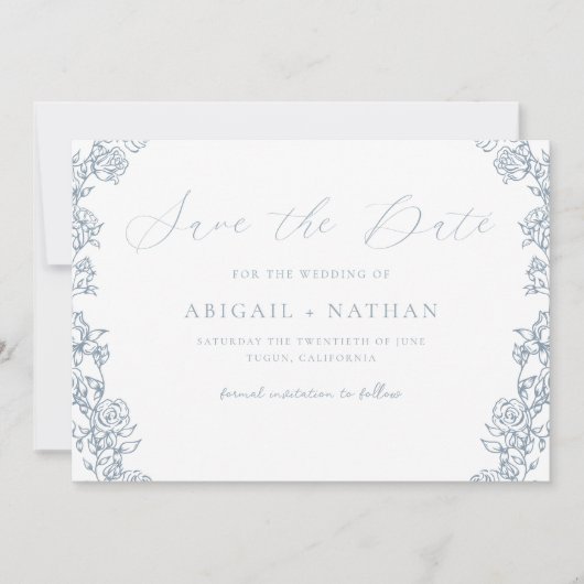  Chinoiserie Floral krans bruiloft Save The Date (Voorkant)