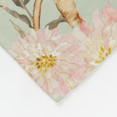 Chinoiserie Floral Modern Roze n Sage Waterverf Fleece Deken (Hoek)