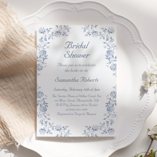 Chinoiserie Floral Something Blue Vrijgezellenfees Kaart