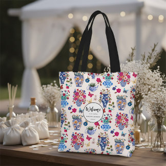 Chinoiserie Floral Wedding Welcome Bag Tote
