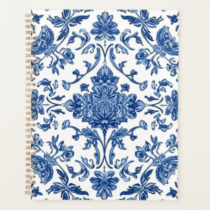 Chinoiserie Florale Bleue Aquarelle Blanche