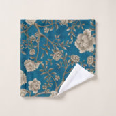 Chinoiserie florale de verdure botanique monochrom (Gant de toilette)