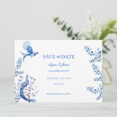 Chinoiserie Fotobruiloft Save the Date Uitnodiging (Staand voorkant)