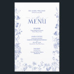 Chinoiserie Français Bleu Victorien Menu Mariage<br><div class="desc">Découvrez notre prestigieuse Chinoiserie French Blue Victorian Mariage Menu ! Elément conçu avec un design dessiné à la main, avec de magnifiques fleurs de jardin bleues, des abeilles bourdonnantes et des papillons délicats, ce menu intemporel pour votre journée spéciale ne sera pas oublié. Idéalement conçu pour correspondre au style des...</div>