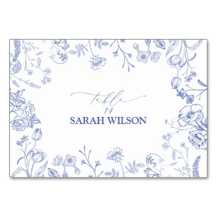 Chinoiserie Frans Blauw Victoriaans Place Card Kaart
