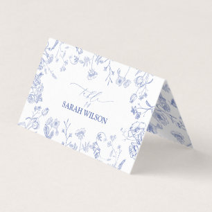 Chinoiserie Frans Blauw Victoriaans Place Card Kaart