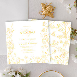 Chinoiserie Franse Goud Victoriaans Bloemen Huweli Kaart