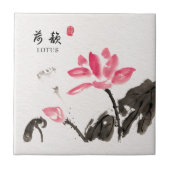 Chinoiserie Freehand Waterverf Lotus Flowers Cera Tegeltje (Voorkant)