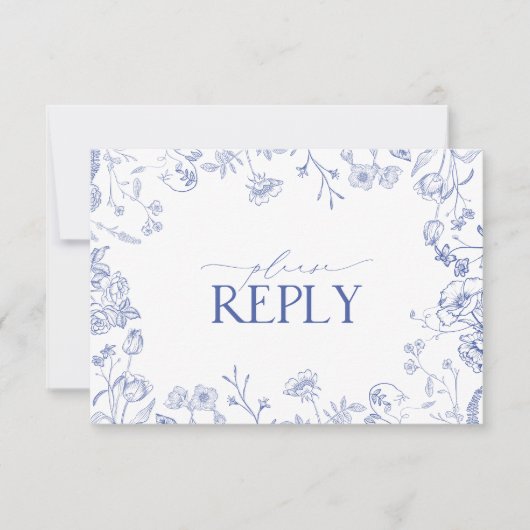 Chinoiserie French Blue Victorian Floral Carte RSV (Devant)