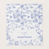 Chinoiserie French Blue Victorian Place Card (Outside Unfolded)