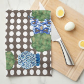 Chinoiserie Garden Topiary Ginger Jar Jars Theedoek (Quarter Fold)