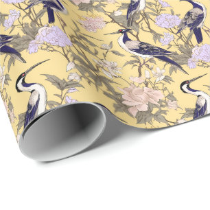 Chinoiserie Geel Bloemen Egret Cadeaupapier