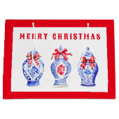 Chinoiserie gemberpot met rode strik | Kerstmis Groot Cadeauzakje (Voorkant)