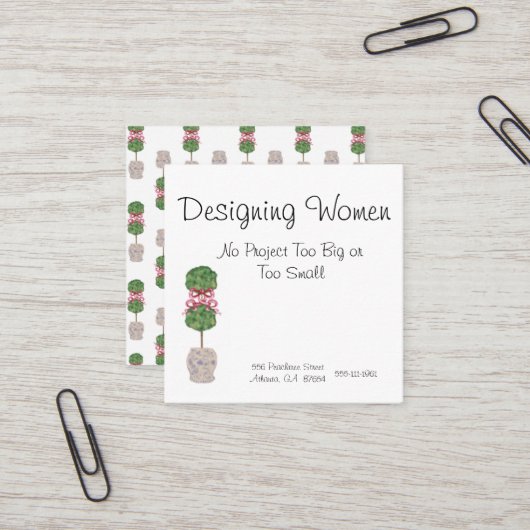 Chinoiserie Ginger Jar Jars Topiary Vierkante Visitekaartje (Voorkant / Achterkant in situ)