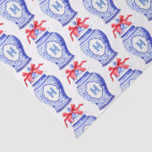 Chinoiserie Ginger Jar Monogram | Rode strik Tissuepapier (Detail)