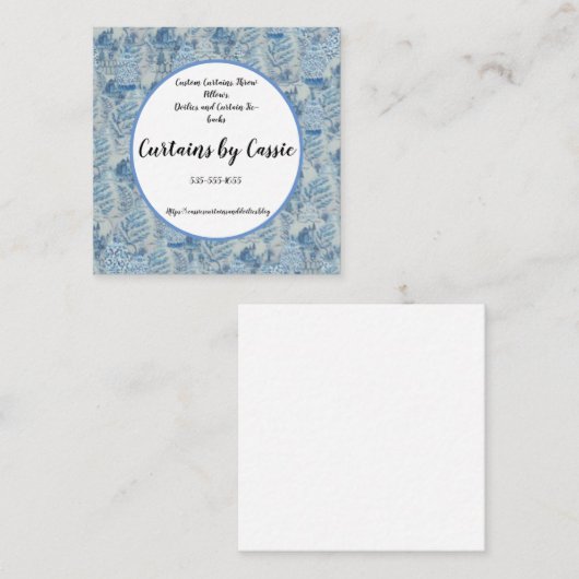 Chinoiserie Ginger Jar Toile Square Visitekaartje (Voorkant / Achterkant)