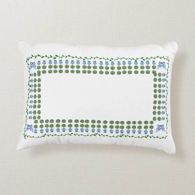 Chinoiserie Ginger Jar Topiary Lumbar Accent Kussen (Achterkant)