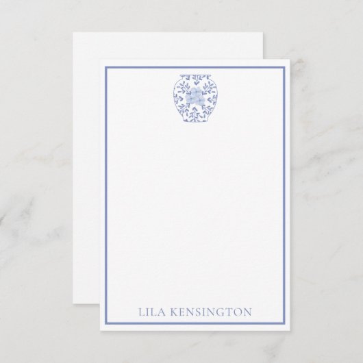 Chinoiserie Ginger Jar Vase Cartes pour notes pers (Devant / Derrière)