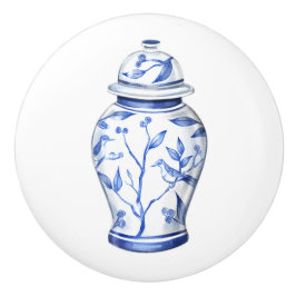 Chinoiserie Ginger Jar White Keramische Knop
