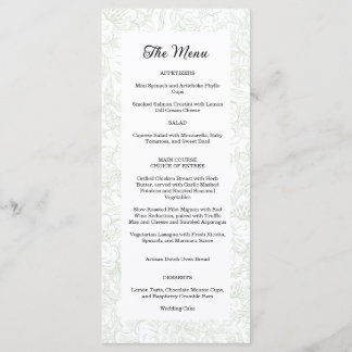 Chinoiserie Green Sage Peony Wedding Menu