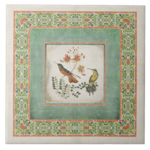 Chinoiserie  Hummingbird's in Flowers Coral Tegeltje