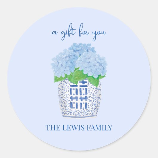 Chinoiserie Hydrangea Gift Sticker (Voorkant)