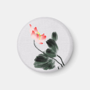 Chinoiserie  inktwas die Lotus Floral schildert Magneet