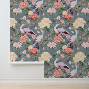 Chinoiserie Jade Bloemen & Groenten Patroon Behang