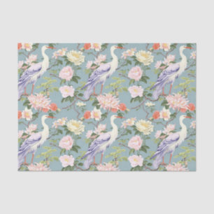 Chinoiserie Jade Floral Egret Tissuepapier