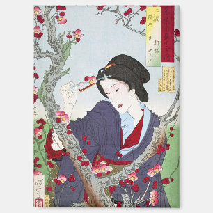 Chinoiserie Japanse Dame & Rode Kersenbloesem Magneet