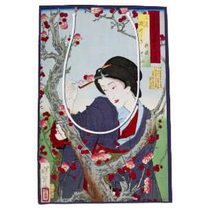Chinoiserie Japanse Dame & Rode Kersenbloesem Medium Cadeauzakje