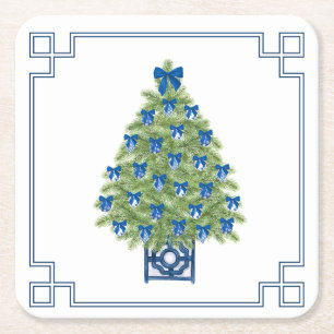 Chinoiserie Kerstboom Vierkante Kartonnen Onderzetter