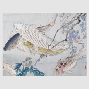 Chinoiserie Koi Vissen & Paarse Wisteria Print Tissuepapier