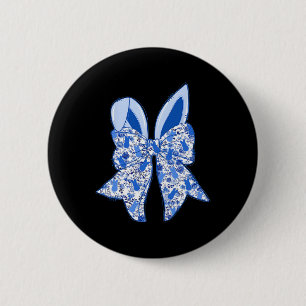 Chinoiserie Konijn Konijn Vintage Blauw En Wit Ha Ronde Button 5,7 Cm