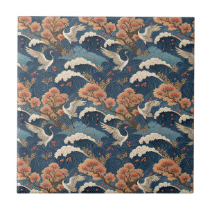 Chinoiserie Kraanvogel & Kersenbloesem Japans Desi Tegeltje