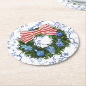 Chinoiserie Krans, Kerstmis Ginger Jar, Partij Ronde Kartonnen Onderzetter (Gebogen)