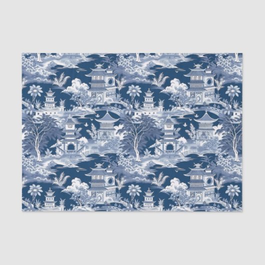 Chinoiserie Landschapsschilderij Decoupage Tissuepapier (Voorkant)