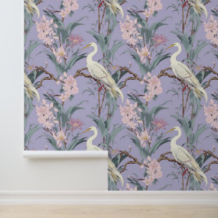 Chinoiserie Lavendel Bloemen & Groenten Patroon Behang
