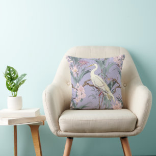 Chinoiserie Lavender Bloemen Egret Kussen
