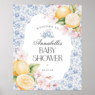 Chinoiserie Lemon Tea Baby shower Affiche de bienv