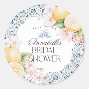 Chinoiserie Lemon Tea Bruids Douche Uitnodiging Ronde Sticker