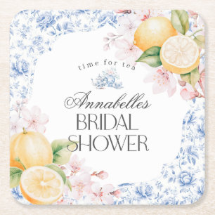 Chinoiserie Lemon Tea Party Vrijgezellenfeest Deco Vierkante Kartonnen Onderzetter