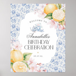 Chinoiserie Lemon Tea Verjaardagsfeest Welkomstbor Poster