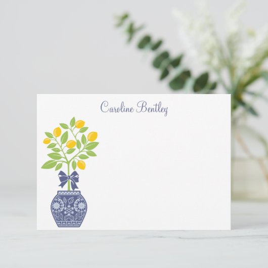 Chinoiserie Lemon Tree - Aangepaste notitiekaarten (Staand voorkant)