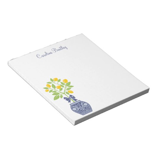 Chinoiserie Lemon Tree - gepersonaliseerd Notitieb Notitieblok (Schuin)