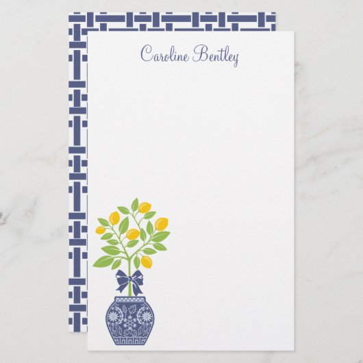 Chinoiserie Lemon Tree Papeterie personnalisée (Devant / Derrière)