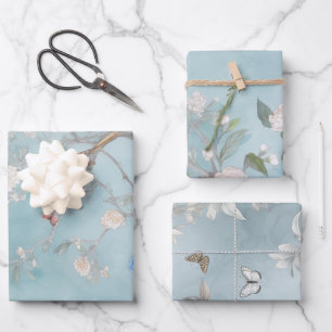 Chinoiserie Light Blauwgroen en Blues set Inpakpapier Vel